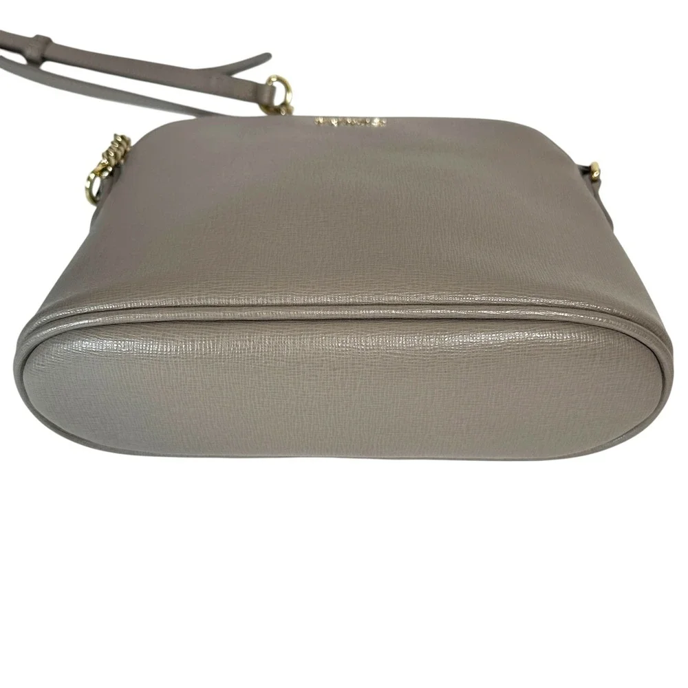 Furla Crossbody Bag Piper Saffiano Leather Chain Strap Gray OS Minimalist Chic